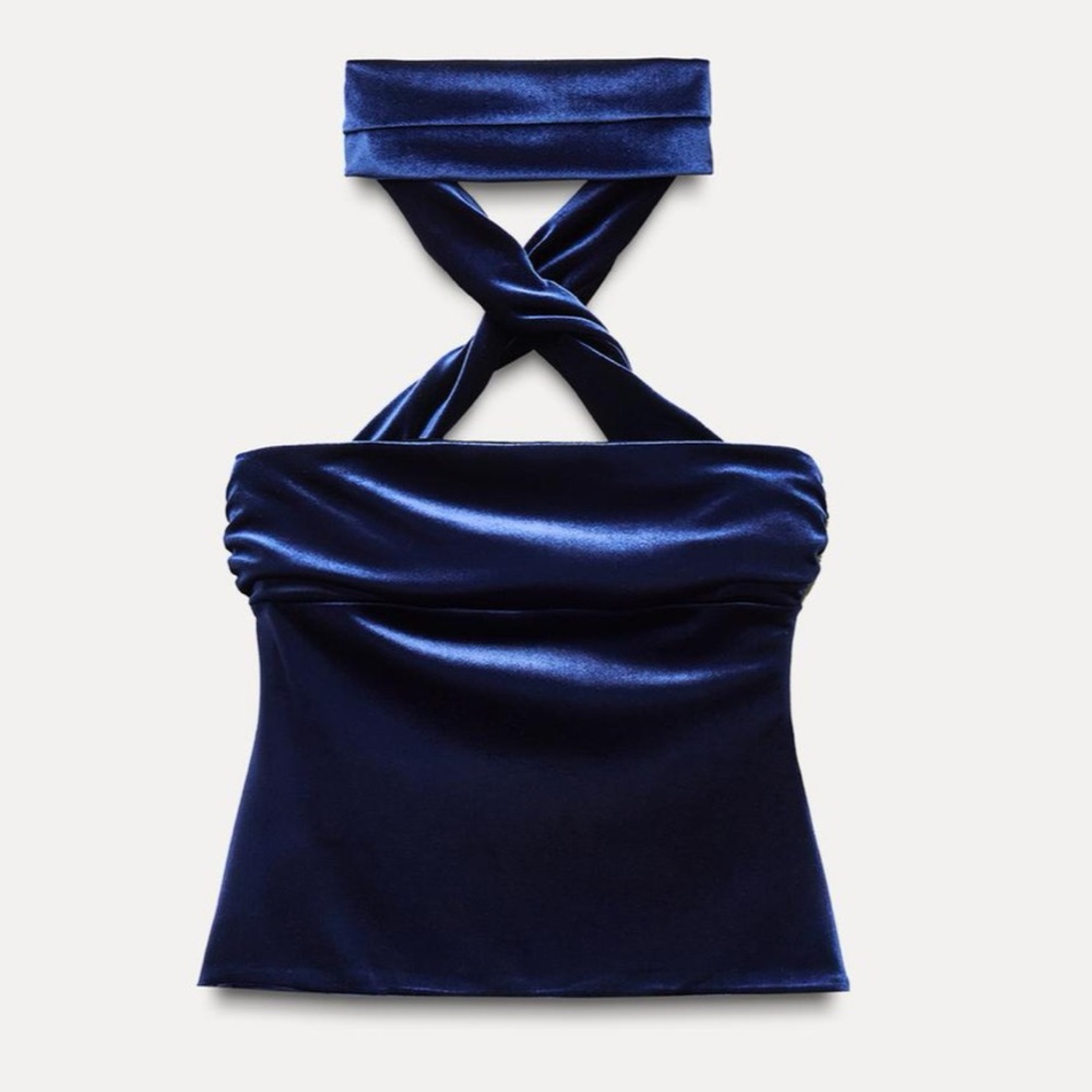 Straight Neck Top with Straps that Cross in Back